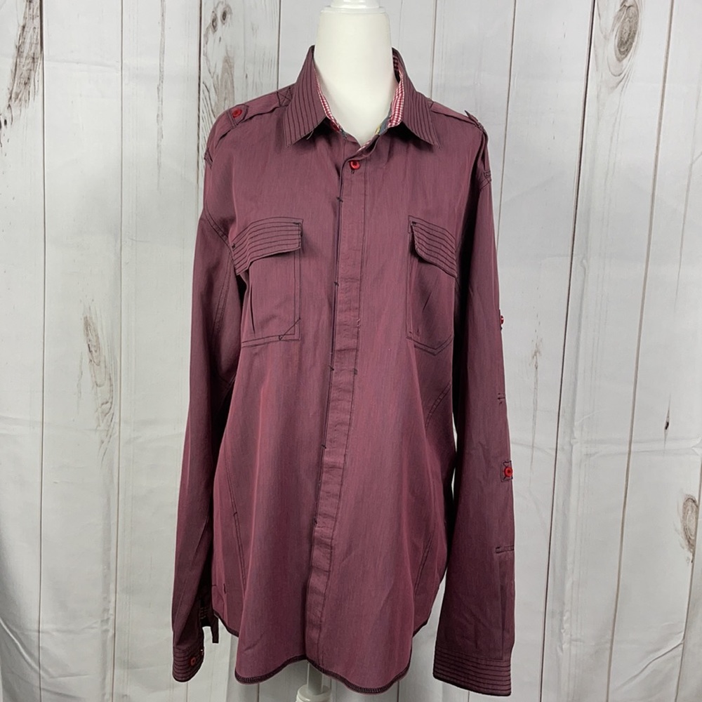 Sovereign Code Men's Woven Pleasure Long Sleeve Burgundy Size Large